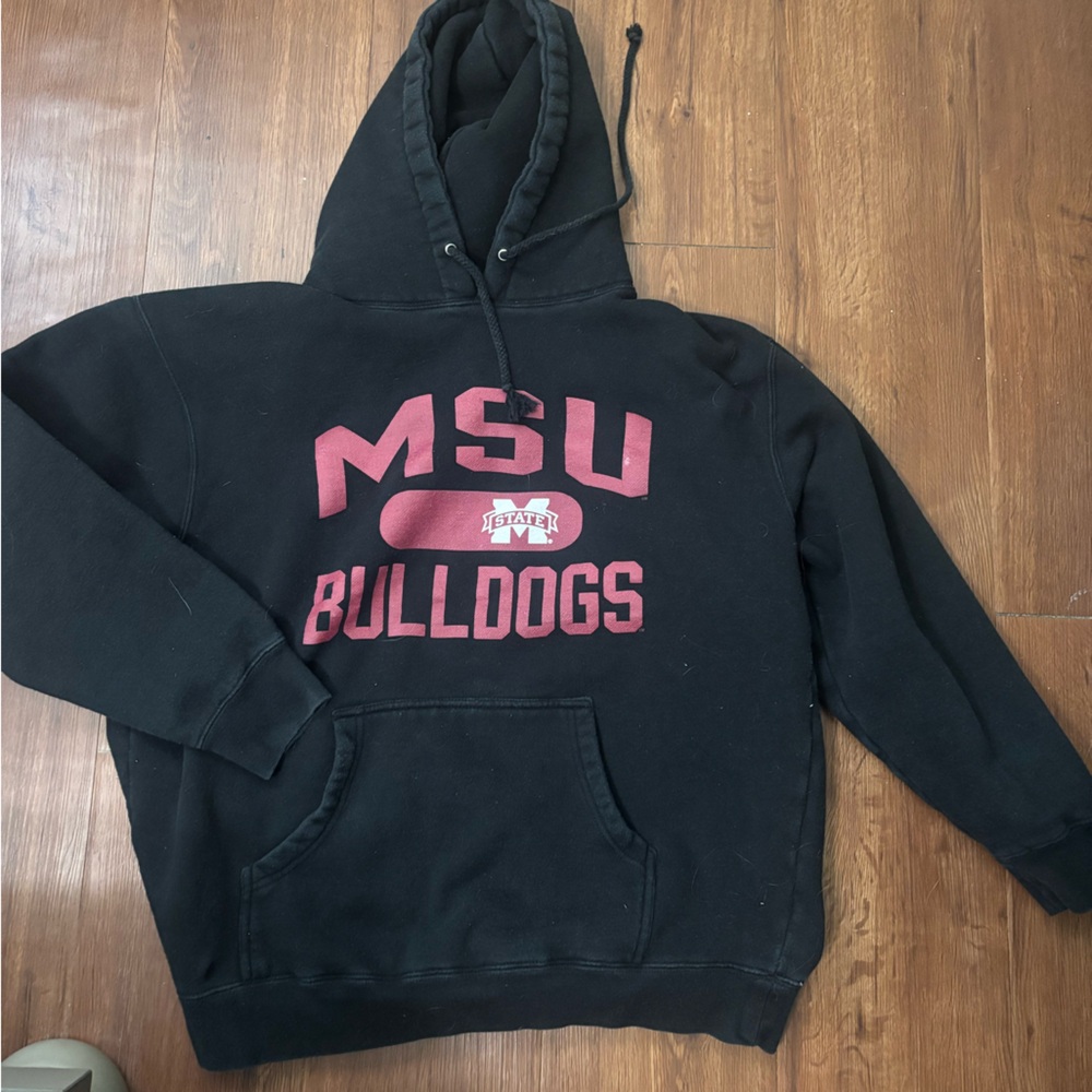 MSU Bulldogs Black Hoodie with Maroon Logo